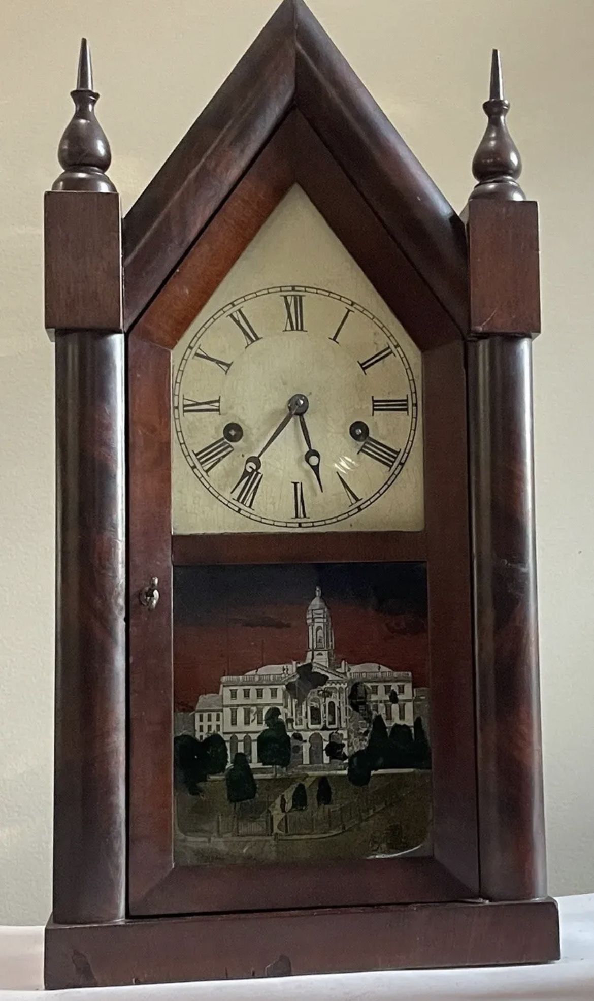 Antique HAC Wall Clock Hamburg American Company Gong Chime Clock Beveled Glass