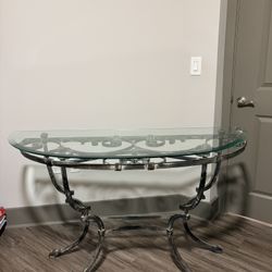 Elegant Glass Console Table – Metal Base | Entryway / Sofa Table