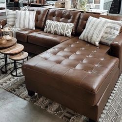 LAF RAF Leather Brown Couch Sectional/ Living Room Set ✅ New Brand 💥 In Stock 👍