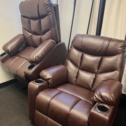 Brown Faux Leather Electric Lifting Recliner Chair 7288