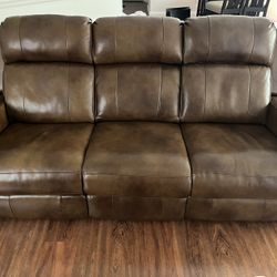 Living Spaces Leather Couch 