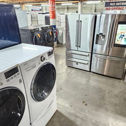 Blow Out Sale Warehouse Full Of Nice Like Brand New Washer Dryer Fridge Stove Stackable Only 75for Financing 90day TO Pay 