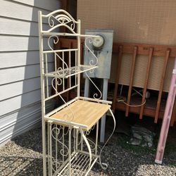 Kitchen Rack With Wooden Shelf