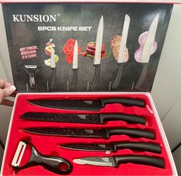BRAND NEW IN BOX Kunsion 6pc luxury quality, knife, set with ergonomic curved design handles - Stainless Steel ~ New In Box - MSRP $299 The Kunsion Kn