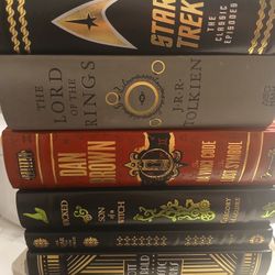 6 HARDCOVER BONDED LEATHER BOOKS LOT 