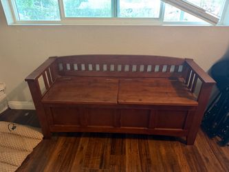 Wood Storage Bench with Slatted Back