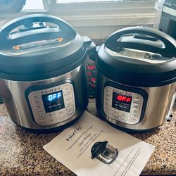 (Two) Instant Pot 8Qt & 6Qt DUO80 V5/ IP-DUO60 7-in-1 Pressure Cookers + Owner’s Manual & Recipes