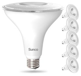 Sunco 5 Pack Outdoor LED Flood Home Patio Driveway Light, Waterproof PAR38 LED Bulb, CRI90 4000K Cool White Dimmable