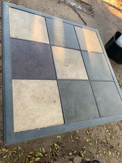 Really Nice Tile & Metal Outdoor Patio Furniture Three Piece Set