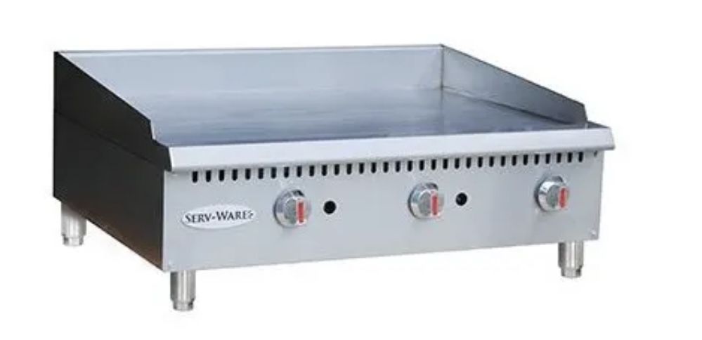 🔥Serv-Ware STGS-24 24" Countertop Thermostatic Gas Griddle, 3/4" Steel Plate, 60.000 BTU🔥
