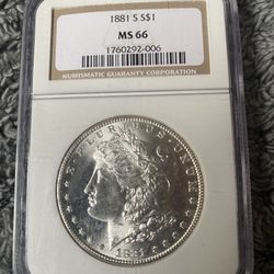 Morgan silver Dollar NGC MS66 1881S