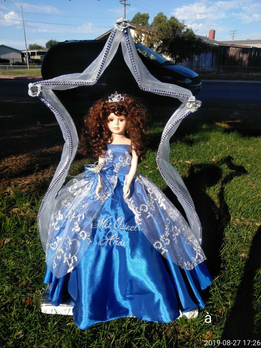 Medium Size Doll Quinceanera  Blue Dress
