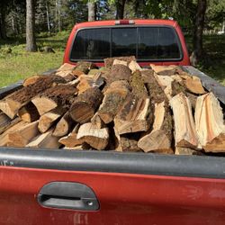 Dry, oak wood cut and split
