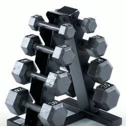 Brand new dumbbells 5-20 lbs with weight rack