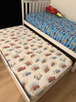 Twin White Bed With Trundle