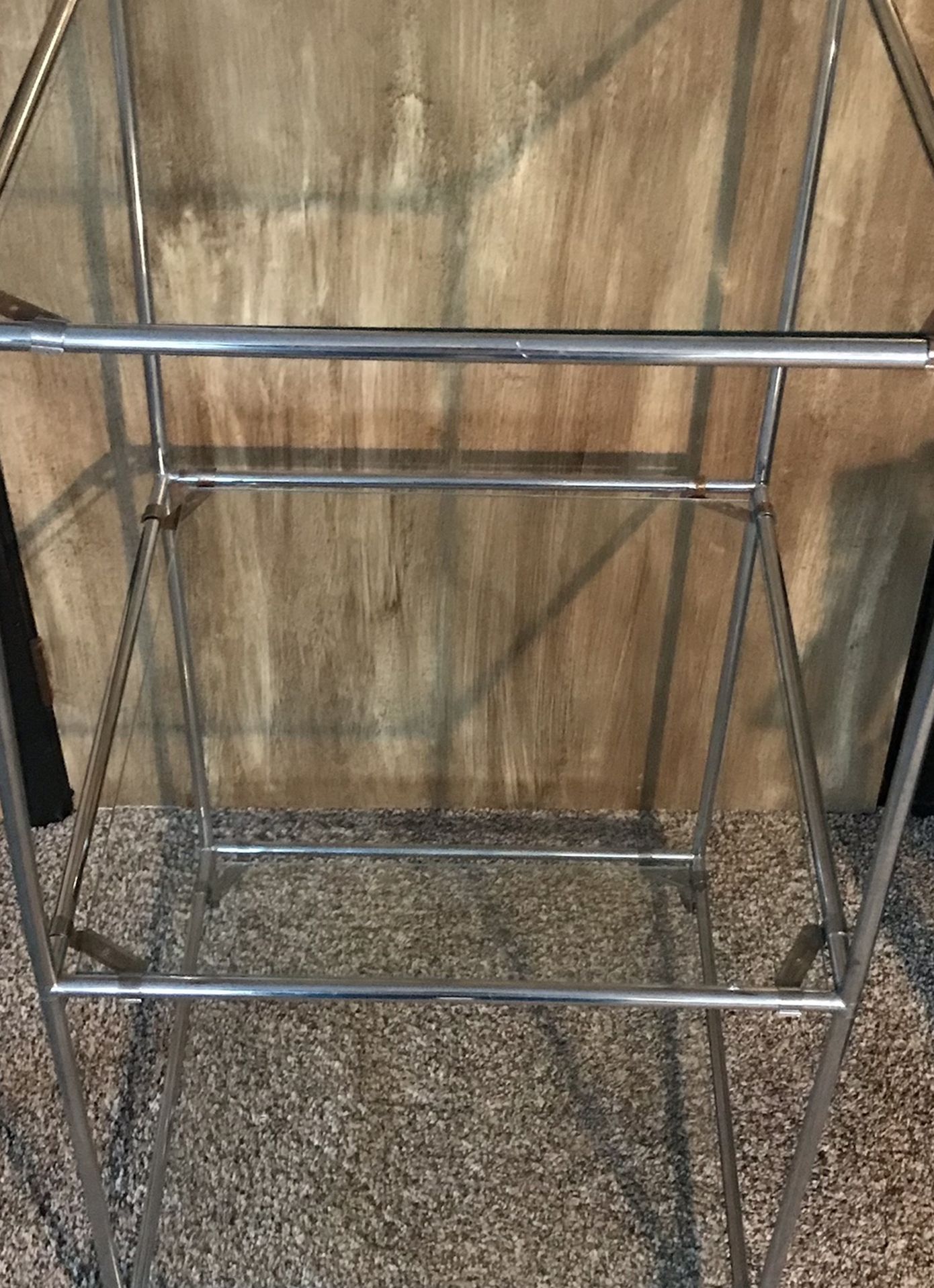 Chrome Plated And Glass Shelves