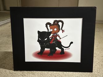 16x20 "Warrior Princess" Cartoon Mashup Art – Hand Drawn & Matted