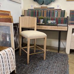 Lindye Galloway Ophelia Counter Stool- White Oak And Linen