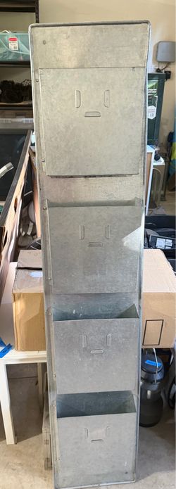 Vintage Pottery Barn Galvanized Steel Industrial Wall Organizer Rack (58”H x 12”W)