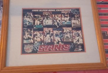 2 Framed NY Giants Autographed Photos 1986 SUPERBOWL SB Mvps