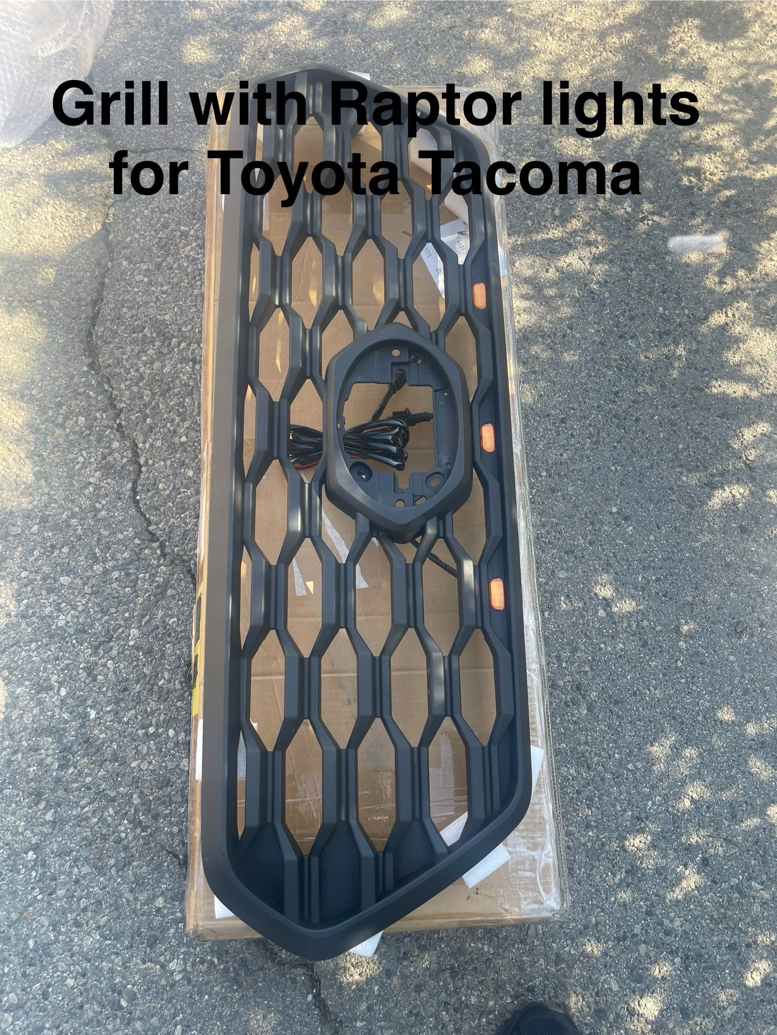 Black Matte Grill TRD Style With Amber Raptor Lights