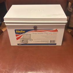 (NO KEY) Helix - All-Metal Lockable Drugs Security Chest - Secure Medication Storage - Wall Mountable - Metal Tether Included 