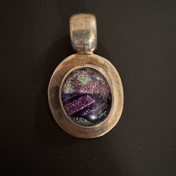 Vintage 925 Silver Pendent Purple Stone