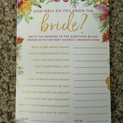 Tropical Theme Bridal Shower Games 
