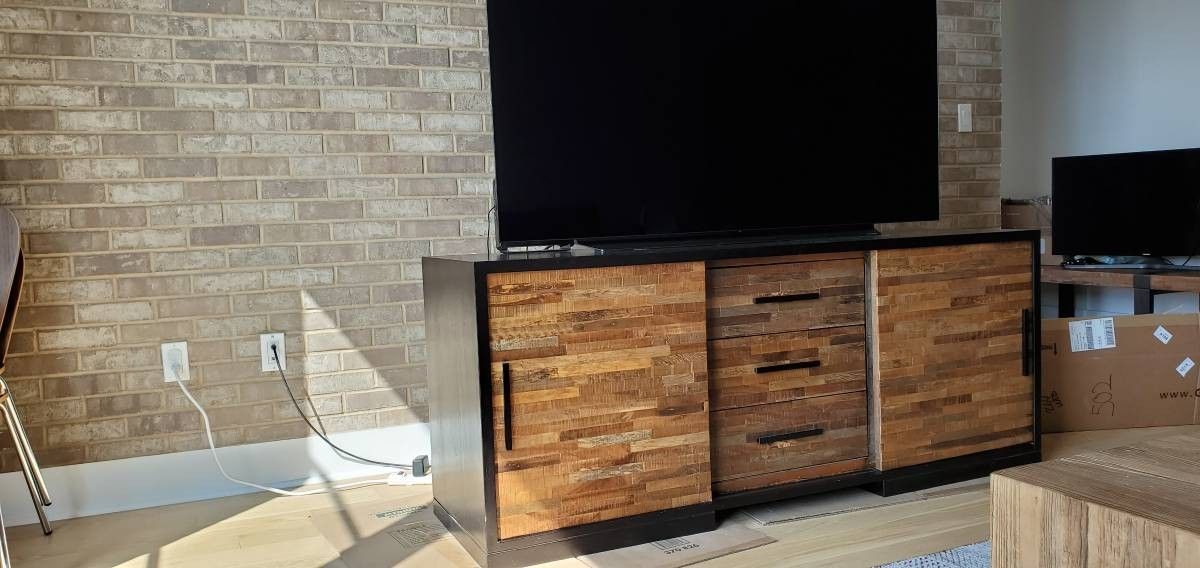 Crate and Barrel Seguro TV Console made from Recycled Brazilian