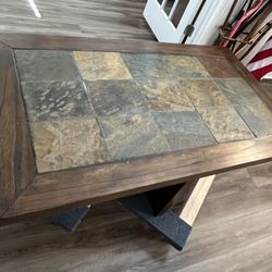 Sturdy stone and wood coffee table