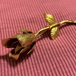 Gold Rose Pin Brooch Vintage