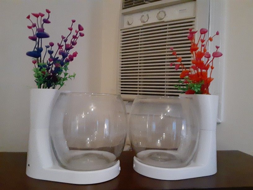 1.5 Gallon Betta Fish Bowl Set Of 2 Led Lights