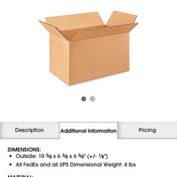 10 x 6 x 6 ULINE CARDBOARD BOXES