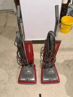 Commercial Cleaning Equipment Bundle – 2 Sanitaire Vacuums & Rubbermaid Mop Bucket