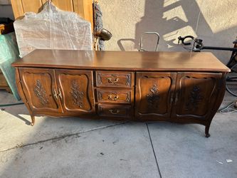 Vintage French Provincial Wood Sideboard Buffet