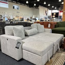 Brand New - Beautiful 😍 Pullout Sleeper Sectional With Chaise Storage @furniture Expo 