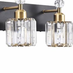 PRESDE Modern Crystal Black 2 Lights Bathroom Vanity Lights Fixtures Over Mirror for Bathroom Wall S