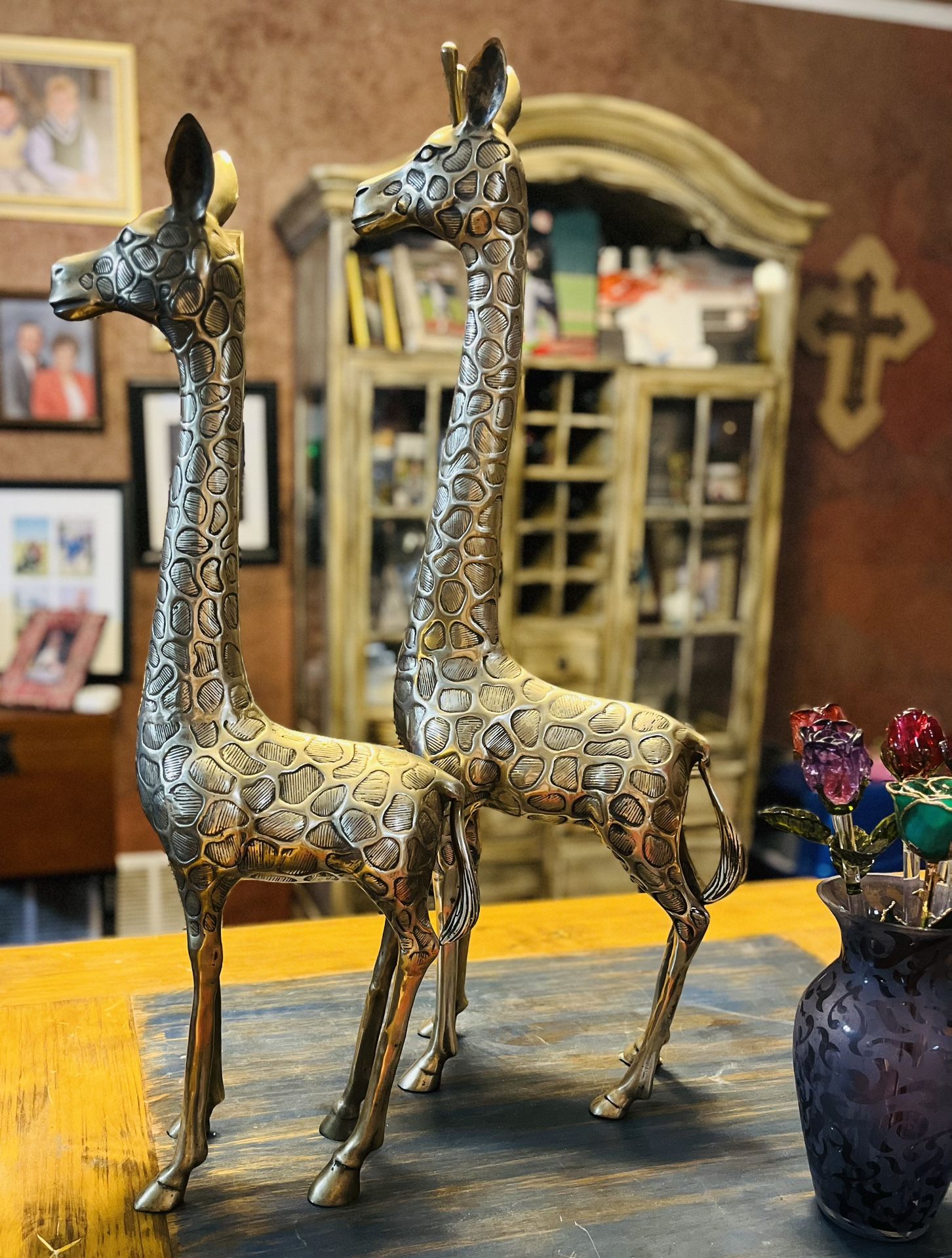 XXL VINTAGE Pair Of Brass Giraffe Statues - Home Decor for Sale in
