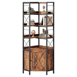 IRONCK Bookshelves 5 Tiers, Corner Bookshelf with Baffles, Bookcase and Bookshel