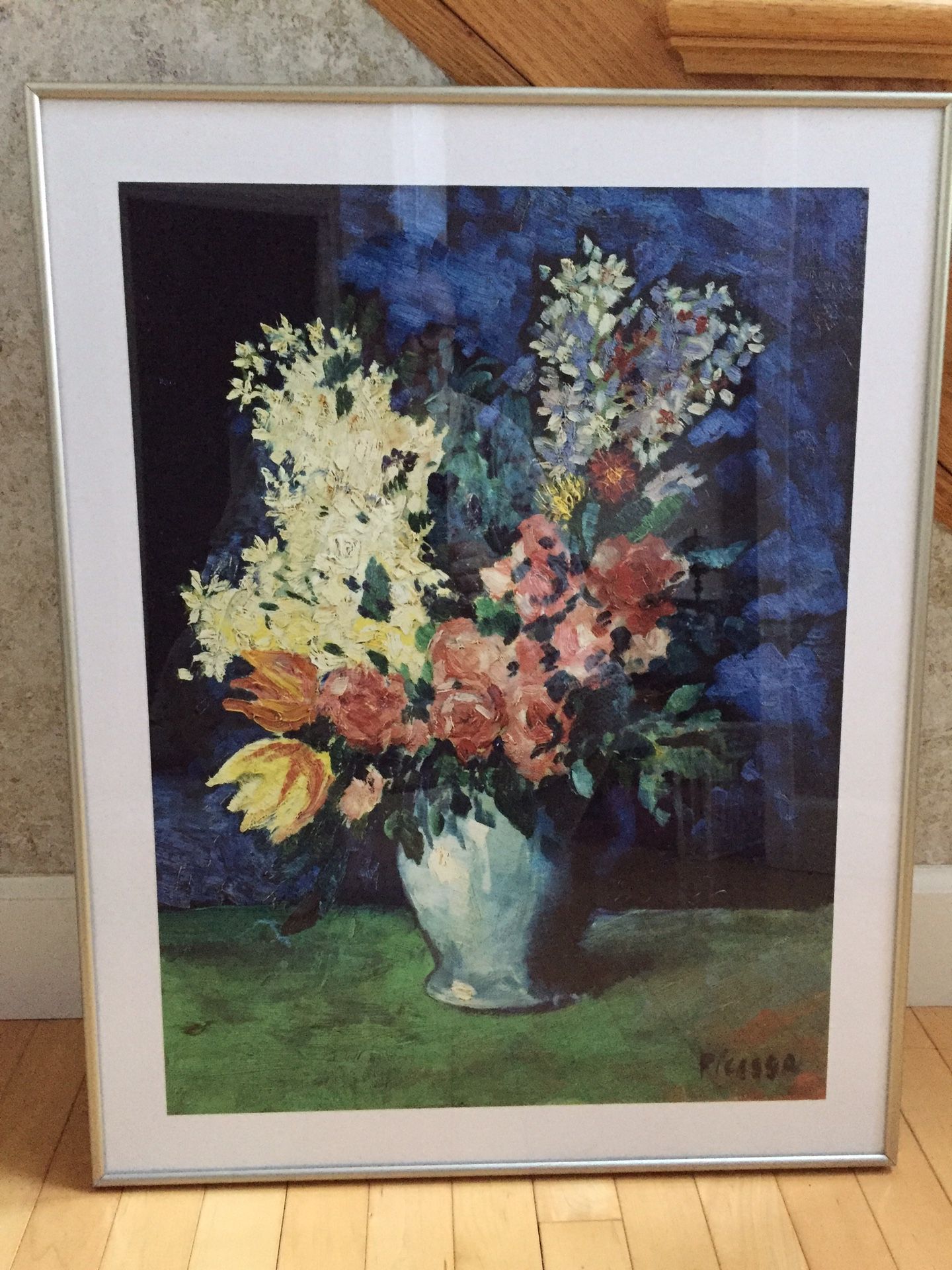 Picasso print glass metal framed picture 22x28
