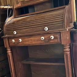 Wooden Roll Top Desk Great Condition Just Needs A Good Wipe Down!