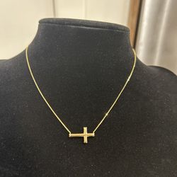 14k solid gold cross necklace