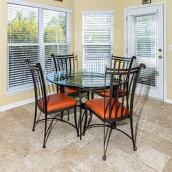 5 Piece Metal & Glass Kitchen Set