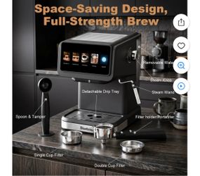 Bluebow Espresso Machine, 20 Bar Coffee Machine with Milk Frother Steam Wand, Coffee Maker for Home-Americano Cappuccino Latte