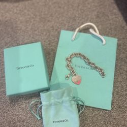 Tiffany Pink Splash Heart Tag bracelet