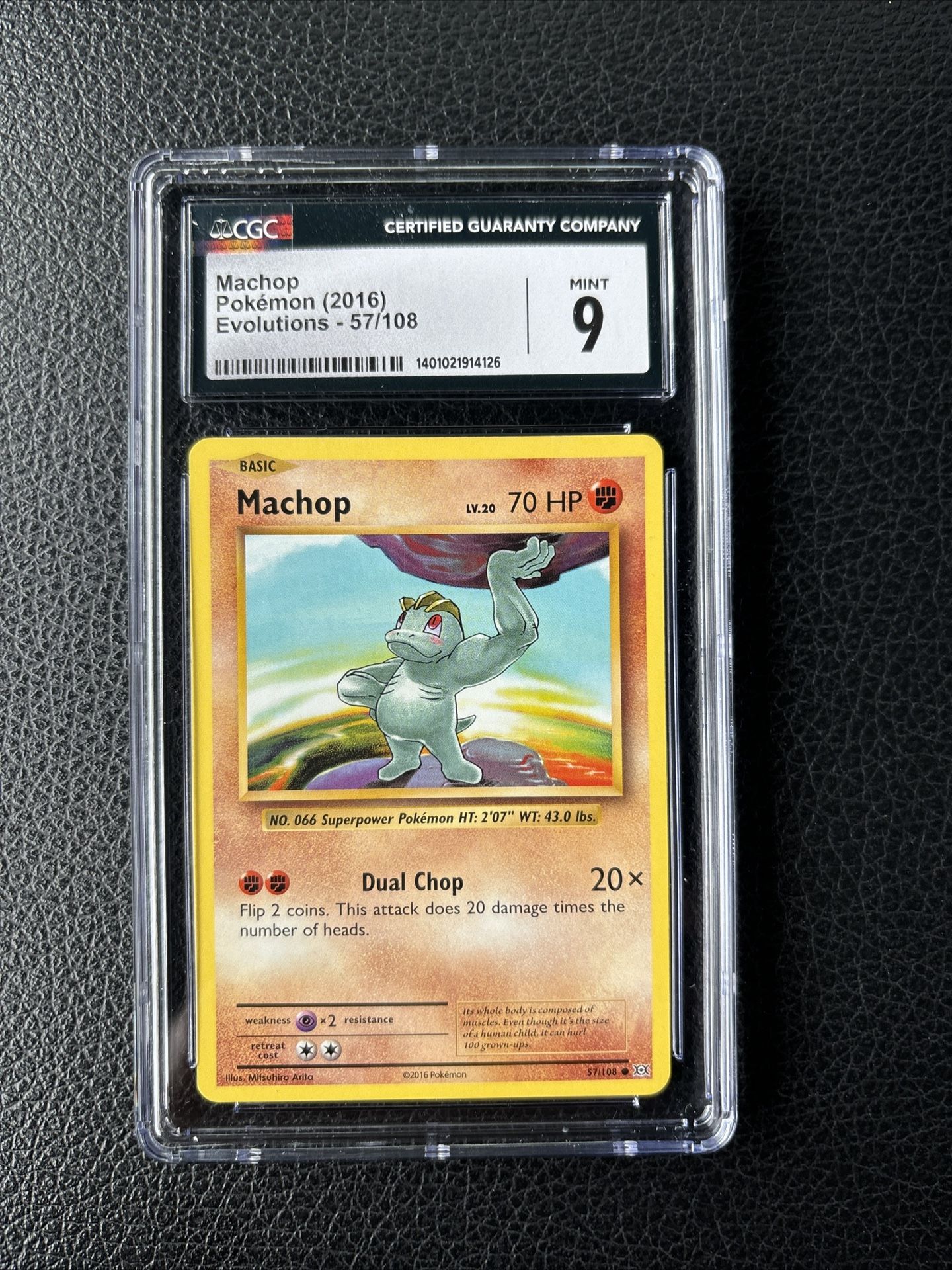 Machop CGC Mint 9 Evolutions 57/108 English Pokemon Card 2016