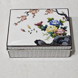 Antique Japanese Inaba Nanaho Cloisonne Hinged Jewlery Trinket Box
