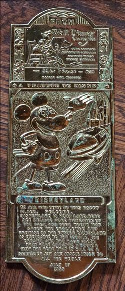 Vintage Disneyland Brass Tribute Door Push Plate Plaque