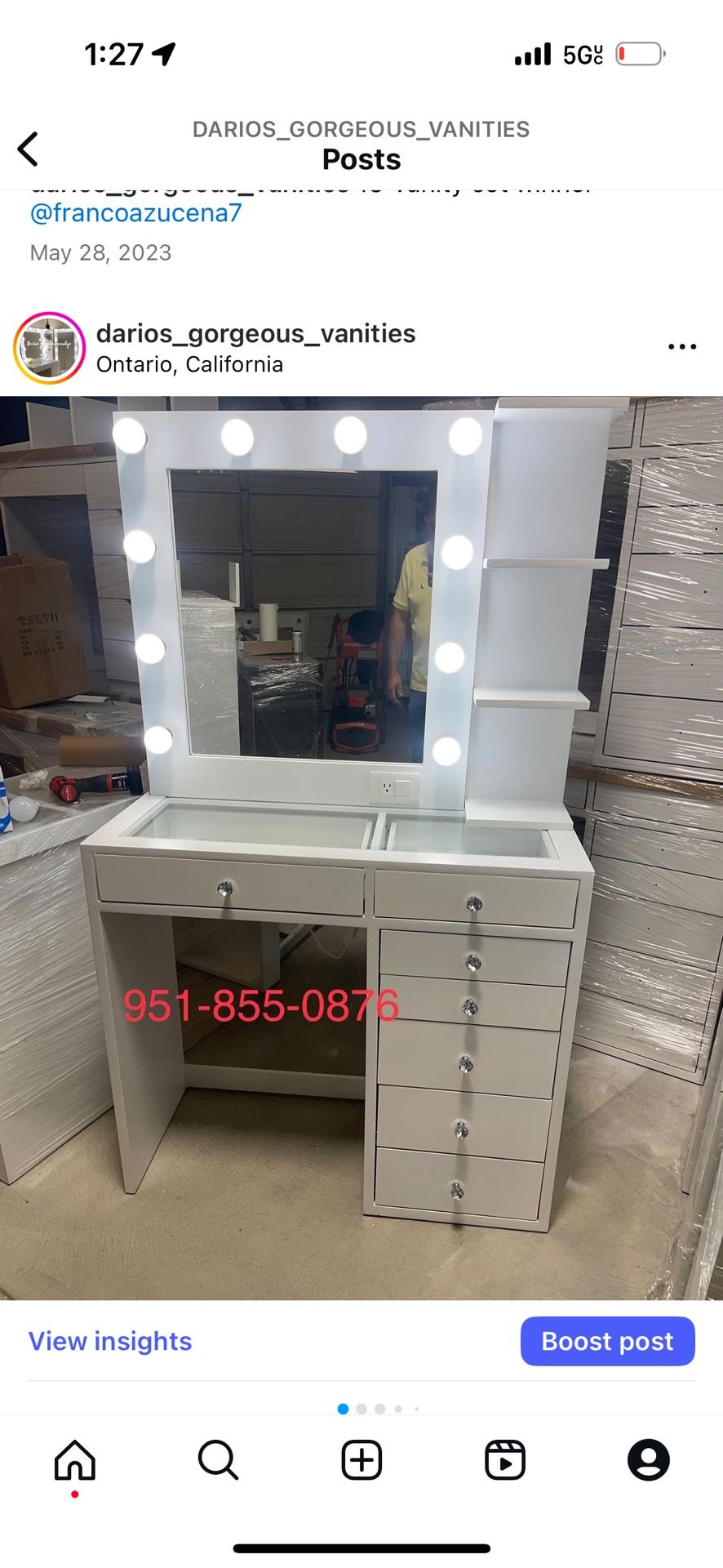 New 7 Drawer Makeup Vanity Set