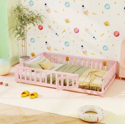 Baby/toddler full-size bed in color pink comes with full-size mattress